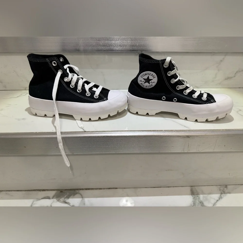 Converse Black Canvas Platform Sneakers